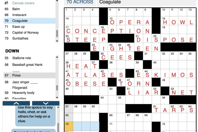 a screenshot of a crossword puzzle